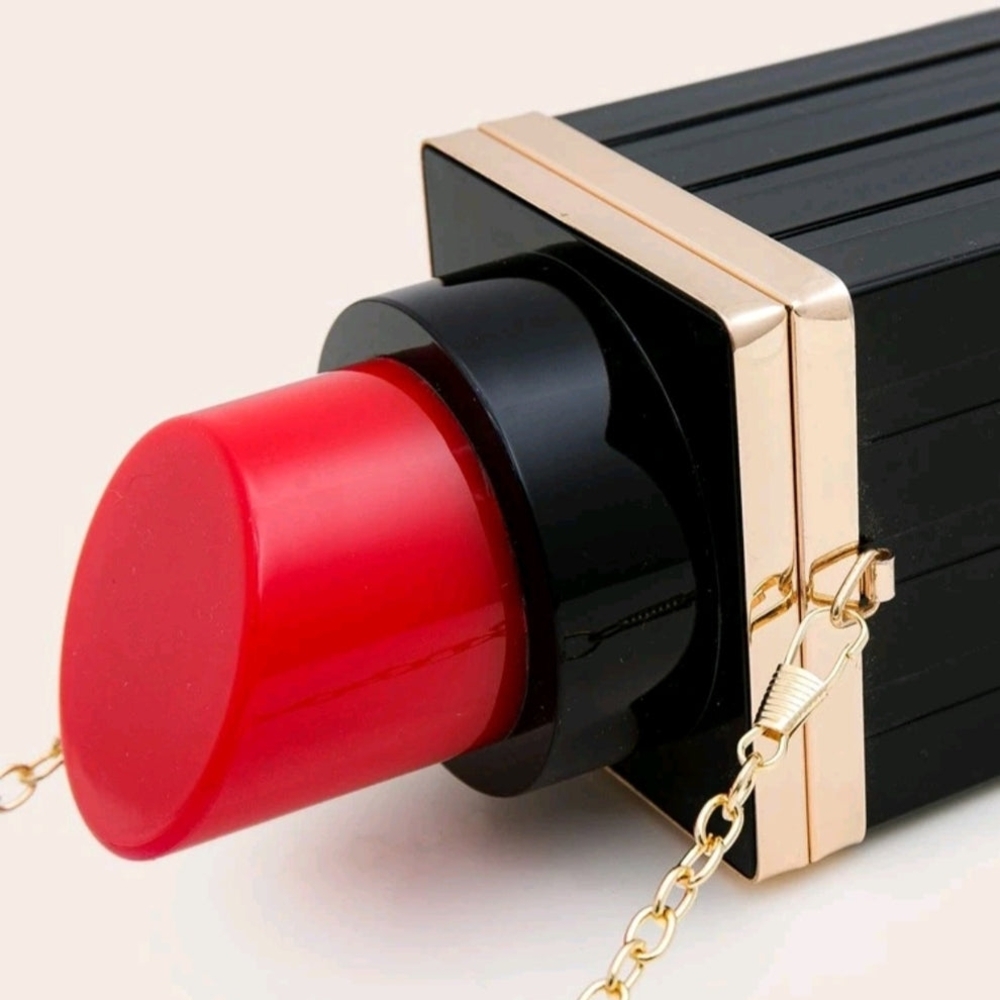 Chic Black and Red Lipstick Purse-New